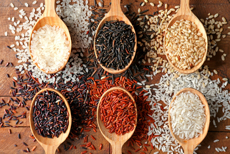Photo of the differents types of rice 