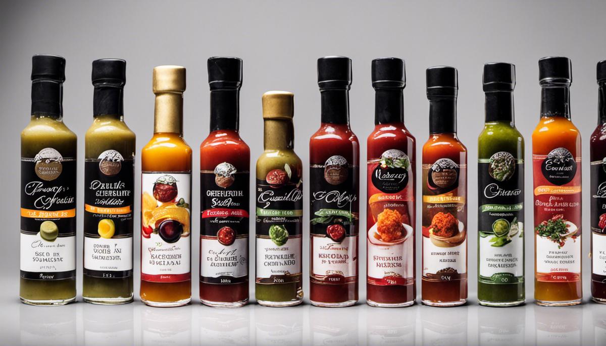 Various types of delicious sauces showcasing different colors, textures, and presentations.